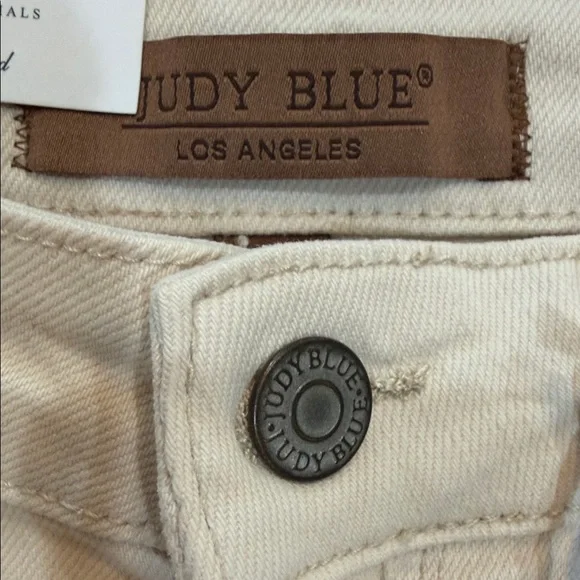 NWT- Judy Blue Cream Wide Leg Garment Dyed High Waist crochet patchwork Jeans - Picture 2 of 11